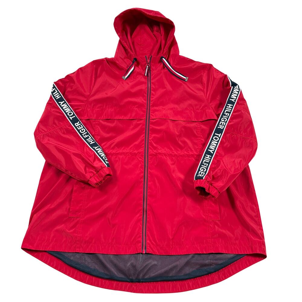Tommy Hilfiger Windbreaker Jacket Men's 2XL Red Polyester Reflective
